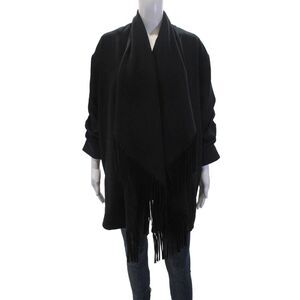 Cinq à Sept Womens Fringe Detail Cowl Neck Lined Azura Jacket Black Size 0